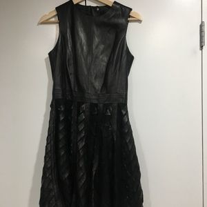 Milly Black Leather Flare Dress